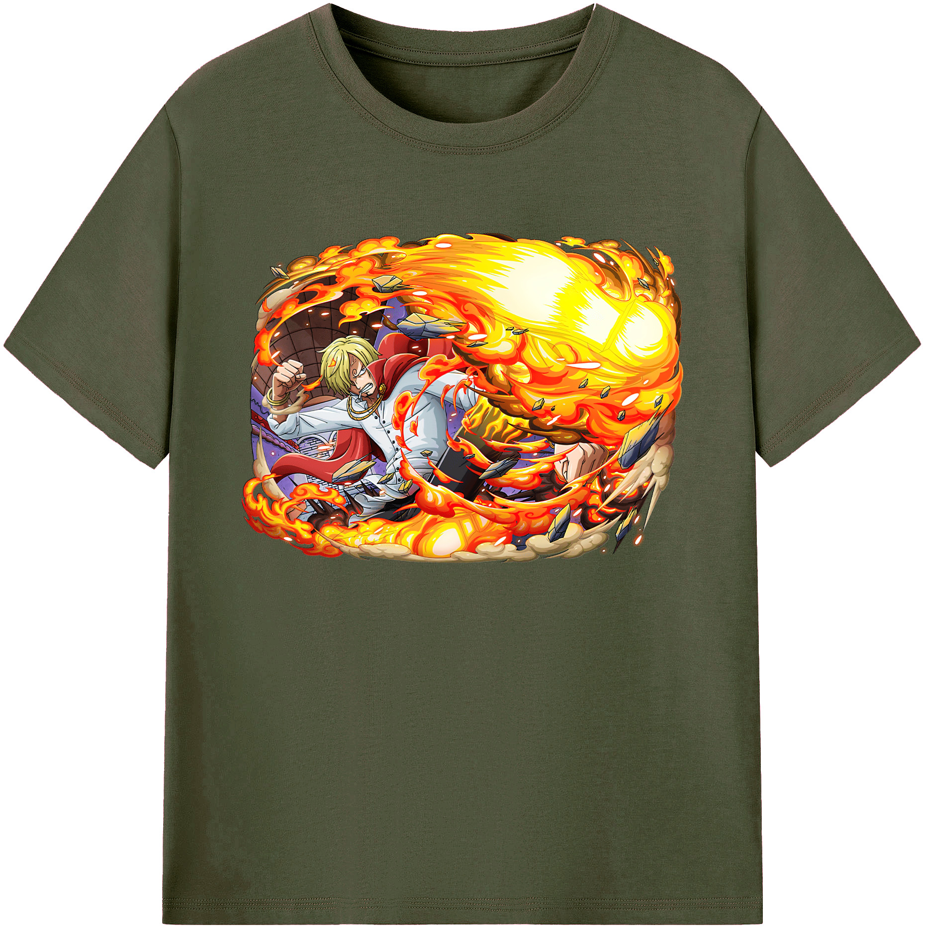 （画像用） ワンピース サンジ ONE PIECE Sanji 綿100％ メンズ半袖Tシャツ｜肌触りやわらか＆通気性